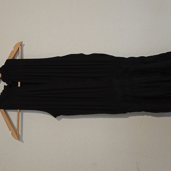 Current Air Cara Black Pleated Ruffle Mini Dress Sz S Boho Chic Halter Flowy Y2K - Picture 3 of 10